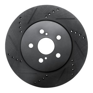 Toyota Corolla Brake Rotor (1) - Front Left - R1 Concepts - Drilled & Slotted - Black - `19-`25